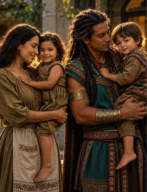 The Mother and The Father holding their children